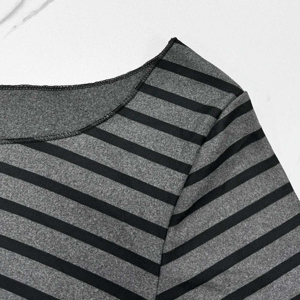 Camisetas básicas japonesas de primavera y otoño para mujer, camisetas ajustadas de manga larga a rayas sin tirantes, estilo callejero coreano Y2K, tops finos