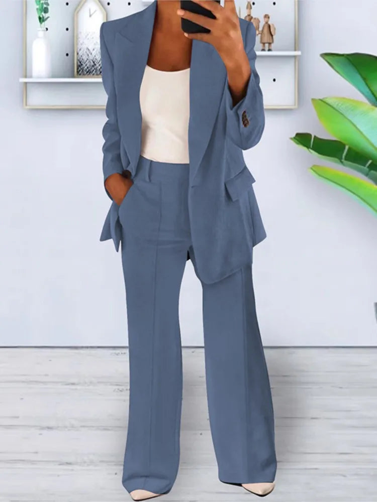 Conjuntos de 2 piezas de pantalón y blazer para mujer, moda de otoño, para oficina, formales, de chándal