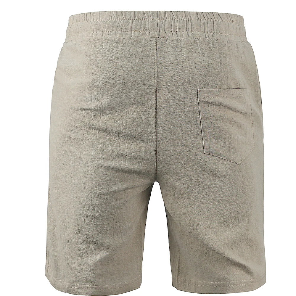 Pantalones cortos KB de lino y algodón para hombre, transpirables, de verano, de color liso, para fitness, tallas S-3XL