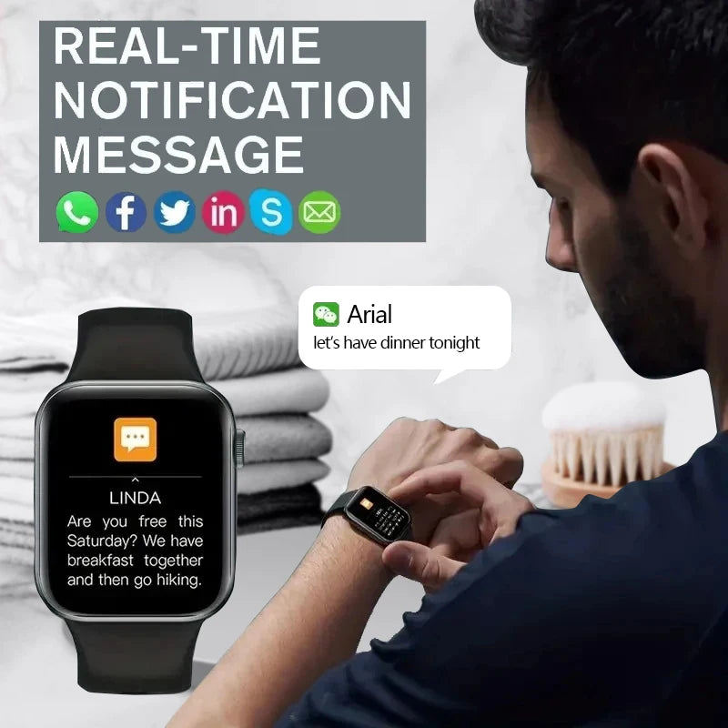 Reloj inteligente T168 con llamadas inalámbricas, respuesta de llamadas, pantalla táctil, deportivo y de fitness, para hombres y mujeres.