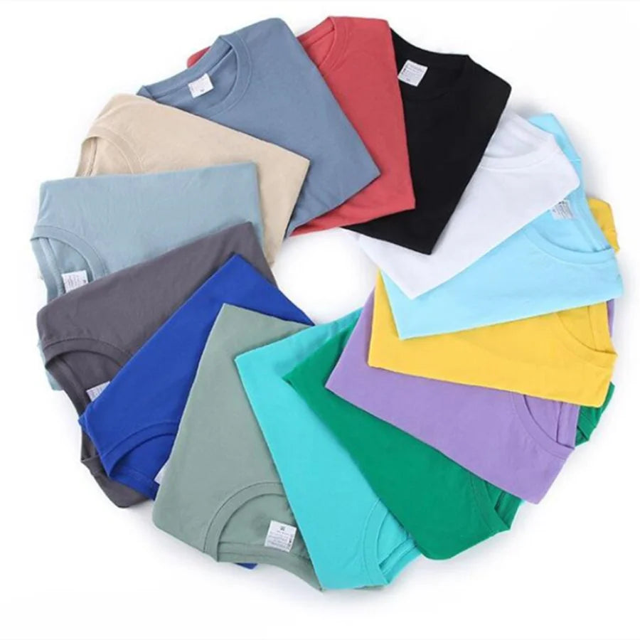 Camiseta 100% algodón para hombre y mujer, color liso, cuello redondo, manga corta, camiseta coreana holgada de media manga, unisex, tallas M-4XL