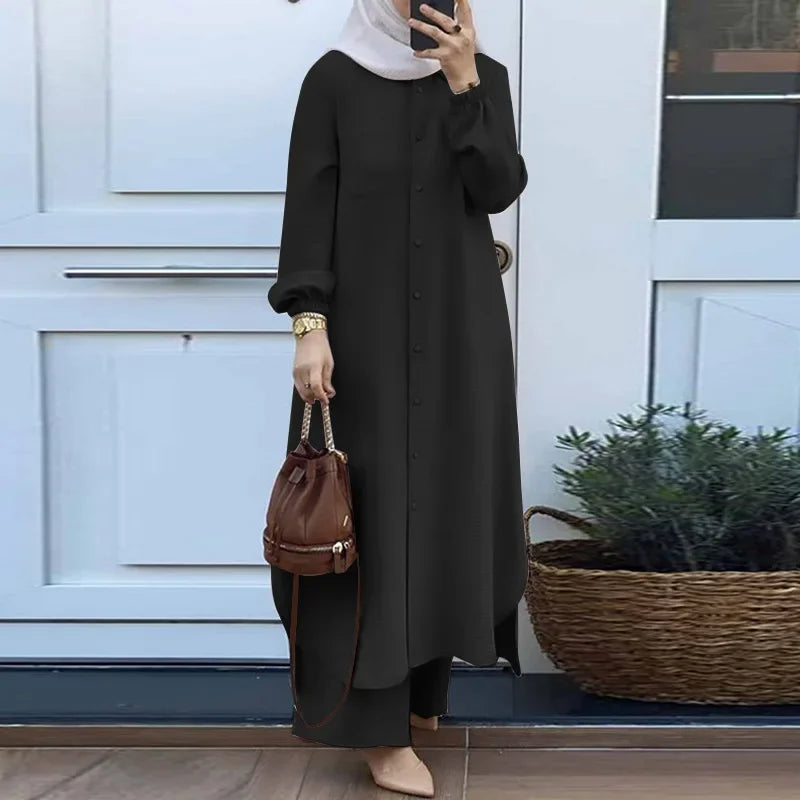 Conjunto de dos piezas para mujer musulmana de verano 2023, directo del fabricante, suministro transfronterizo, trajes de falda corta de origen chino continental.