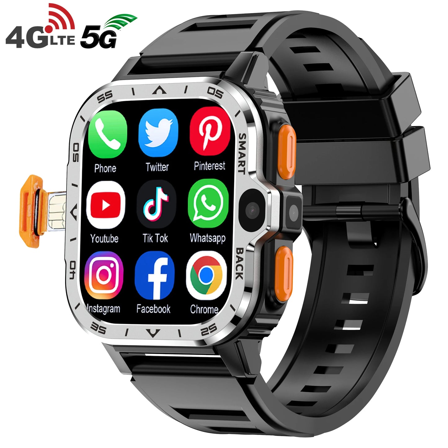 Reloj inteligente Valdus PGD Android para hombre, GPS, 16 GB/64 GB de ROM, almacenamiento HD, cámara dual, NFC, tarjeta SIM 2G y 4G, WIFI, acceso rápido a Internet inalámbrico.