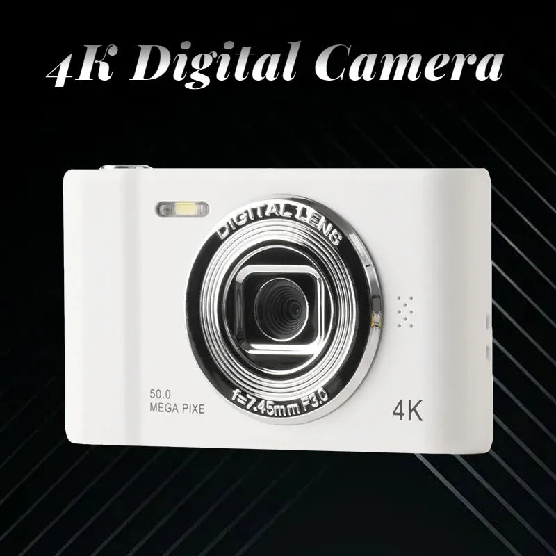 Cámara digital 4K para viajes, selfies, zoom de 50 megapíxeles, fotografía HD, pantalla de 2,4 pulgadas, nivel básico, para niños, campus, minicámara retro