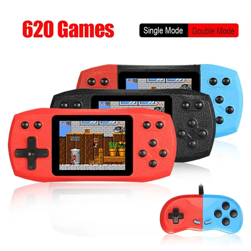 Consola de videojuegos retro con 620 juegos clásicos integrados, reproductor de juegos portátil, consola recargable, salida AV