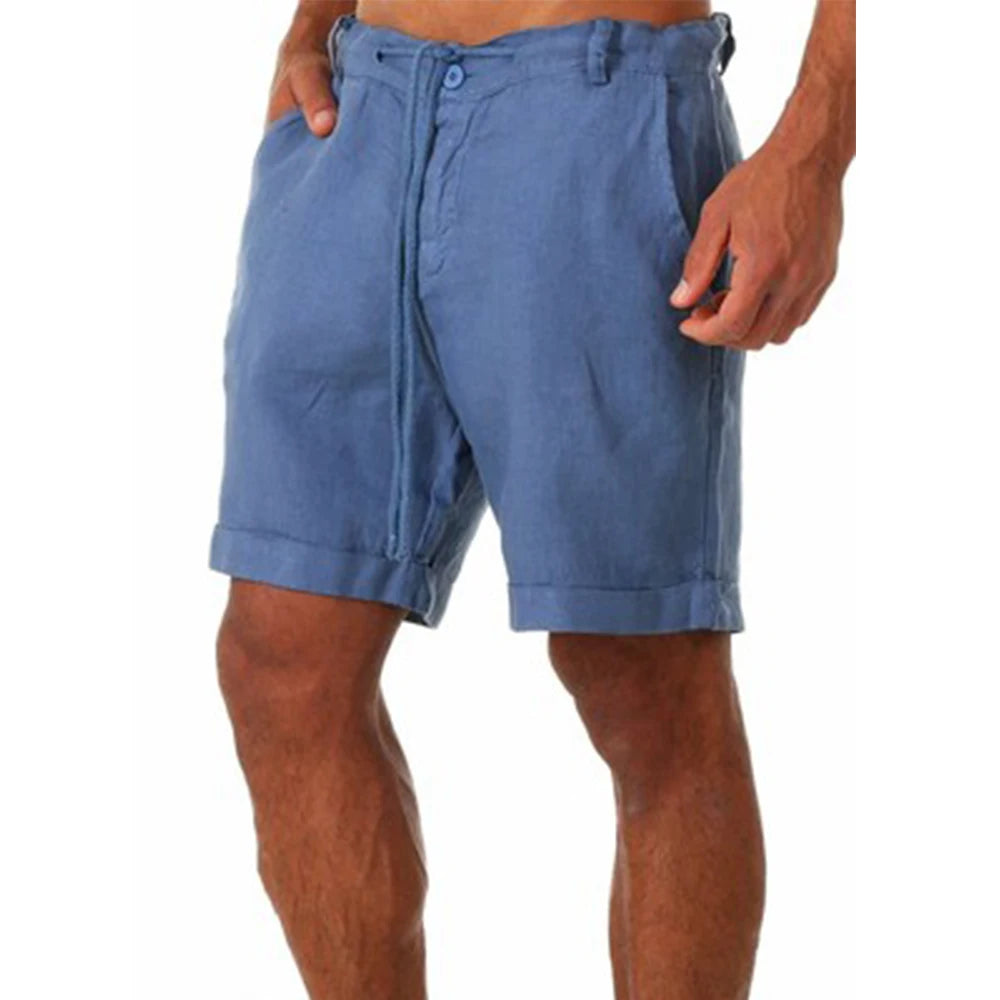 KB 2022 - Pantalones cortos de lino y algodón para hombre, transpirables, de verano, de color sólido, para fitness, tallas S-4XL