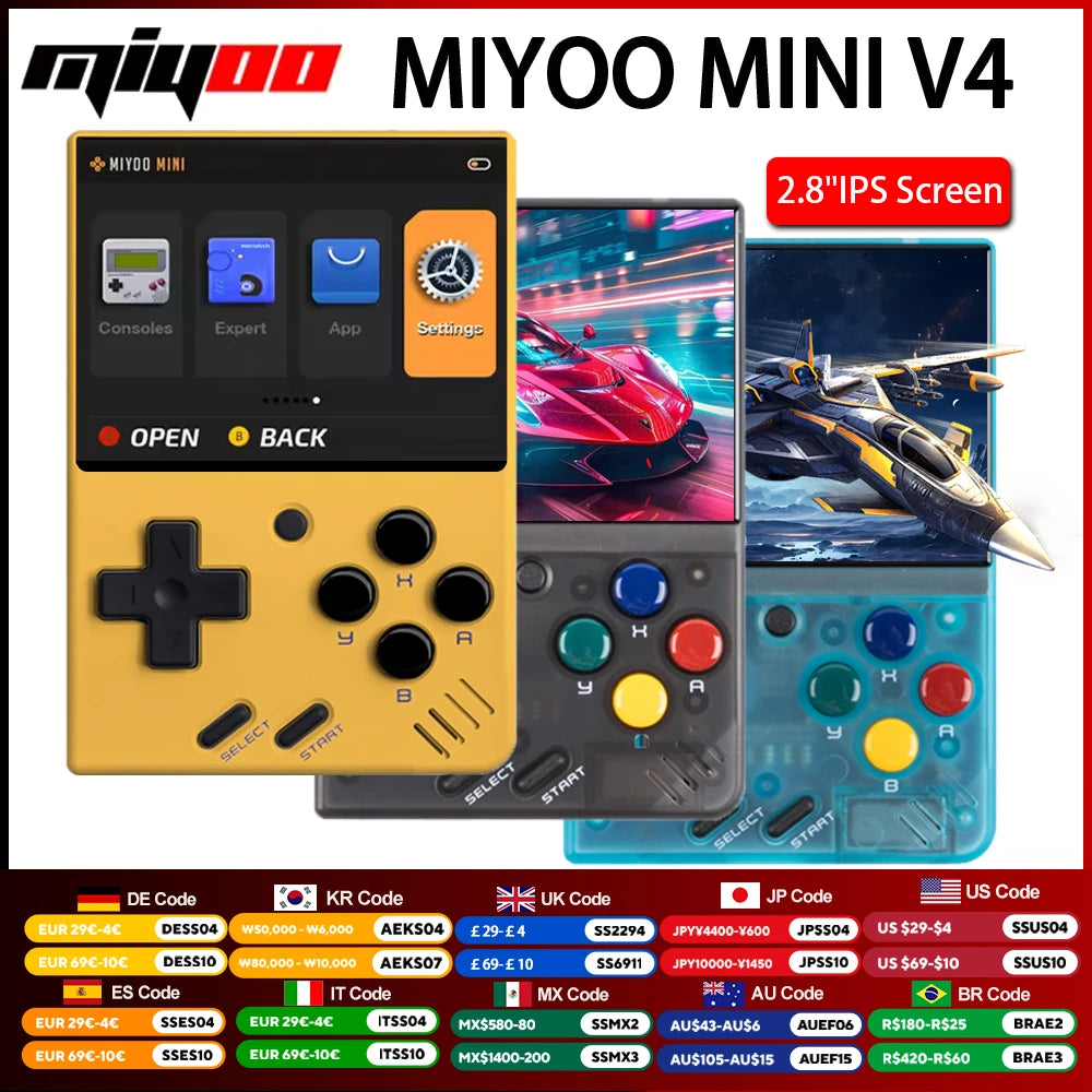 MIYOO Mini V4 Portable Retro Handheld Game Console 2.8"Inch IPS Screen Small Video Game Consoles Classic Gaming Emulator Players