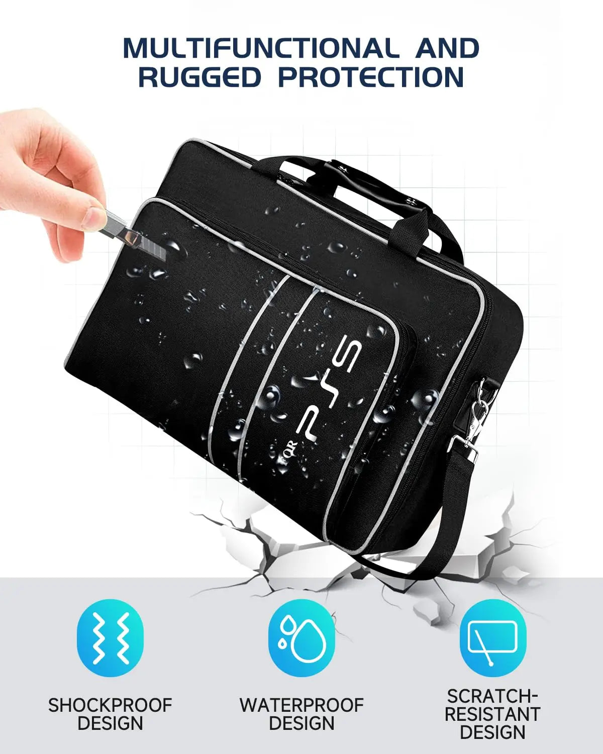 For PS5 Travel Case for PS5 Protective Case Bag Suitable for PS5 Disc/Digital Edition Console, Controllers, Game Cards, Headset