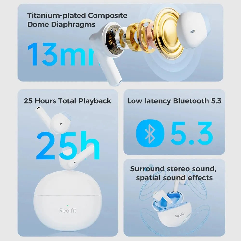 Auriculares Bluetooth Realfit F2, excelente calidad HIFI, TWS, inalámbricos, venta al por mayor para realme xiaomi
