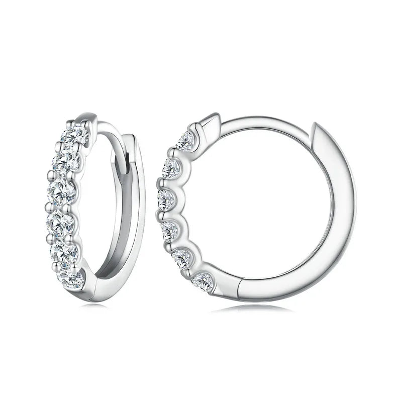 Bamoer U Moissanite Earrings 925 Sterling Silver Ear Buckle Sparking Round Hoop Wedding Jewelry Gift Original for Women D Color