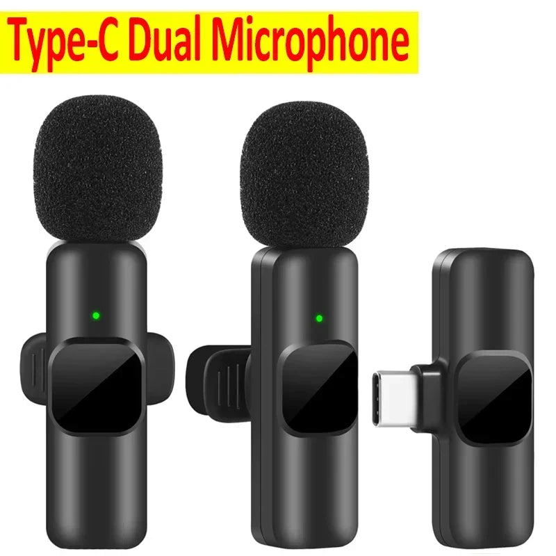 Micrófono de solapa inalámbrico portátil para grabación de audio y video, mini micrófono para iPhone, Android, transmisión en vivo, teléfono para juegos con recepción