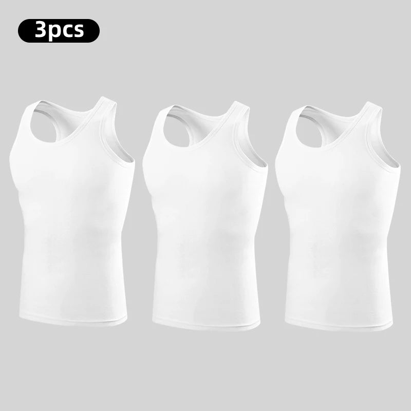 Chaleco de algodón puro para hombre, chaqueta de entrenamiento físico, camiseta ajustada sin mangas de color sólido para las cuatro estaciones, ropa informal para adolescentes, broma, 3/1 piezas