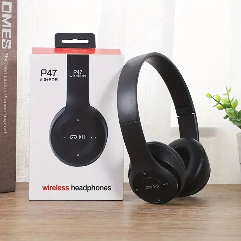 Auriculares estéreo P47 5.0 con Bluetooth, plegables, inalámbricos, para juegos deportivos, para iPhone y XiaoMi