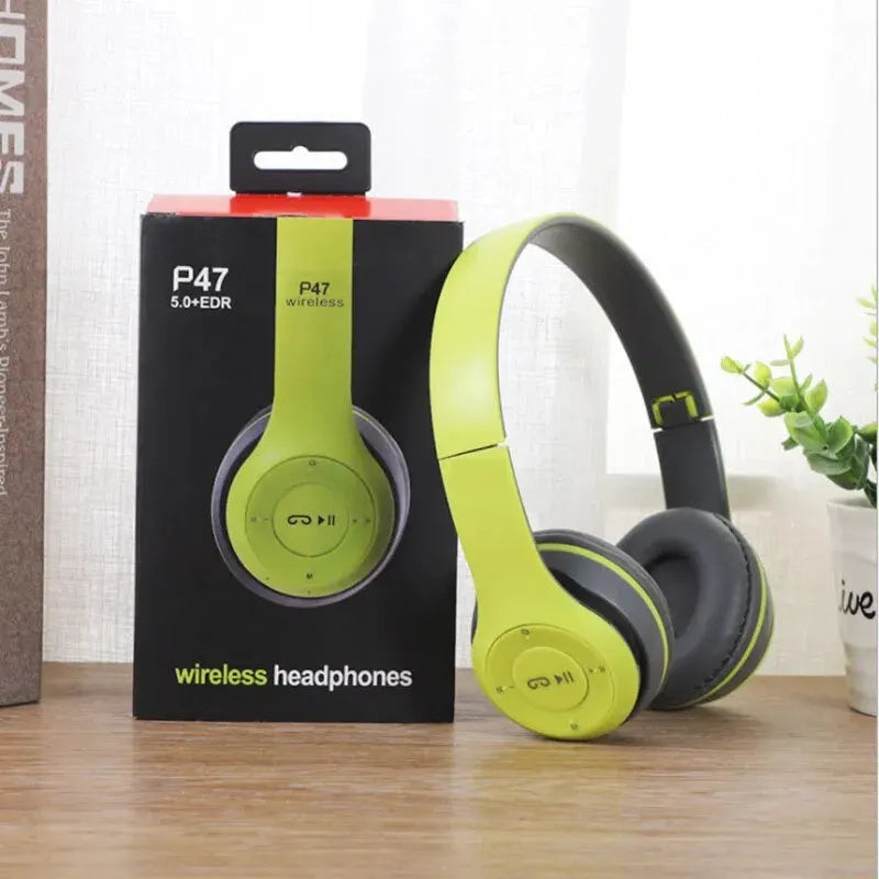 Auriculares estéreo P47 5.0 con Bluetooth, plegables, inalámbricos, para juegos deportivos, para iPhone y XiaoMi