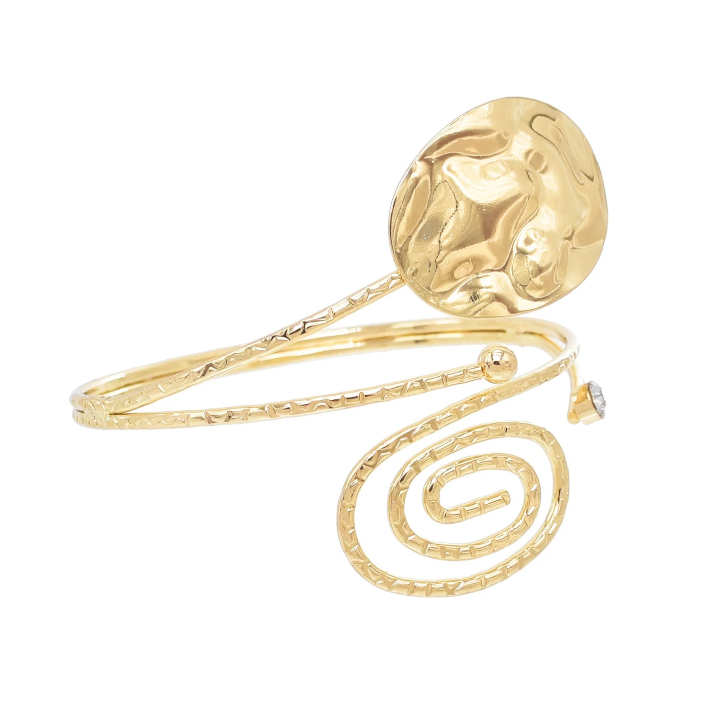 Gold Color Simple Line Butterfly Flower Open Bangles For Women Swirl Charm Armlet Greek Goddess Upper Arm Cuff Bracelet Jewelry