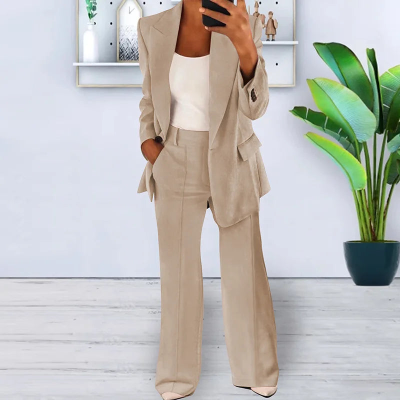 Conjuntos de 2 piezas de pantalón y blazer para mujer, moda de otoño, para oficina, formales, de chándal