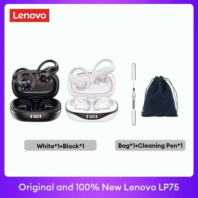 Auriculares originales Lenovo LP75 TWS Bluetooth V5.3, inalámbricos, con pantalla digital LED, reducción de ruido, resistentes al agua, nuevos.