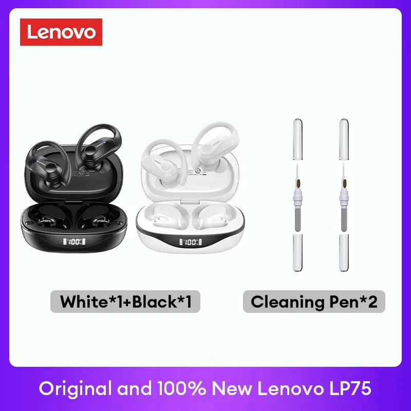 Auriculares originales Lenovo LP75 TWS Bluetooth V5.3, inalámbricos, con pantalla digital LED, reducción de ruido, resistentes al agua, nuevos.