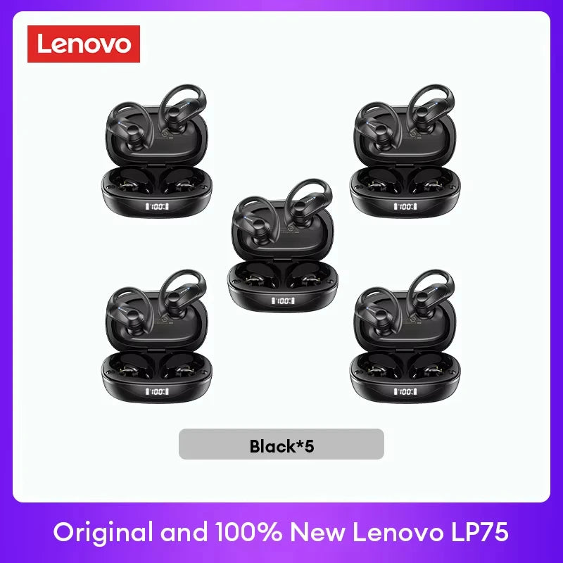 Auriculares originales Lenovo LP75 TWS Bluetooth V5.3, inalámbricos, con pantalla digital LED, reducción de ruido, resistentes al agua, nuevos.