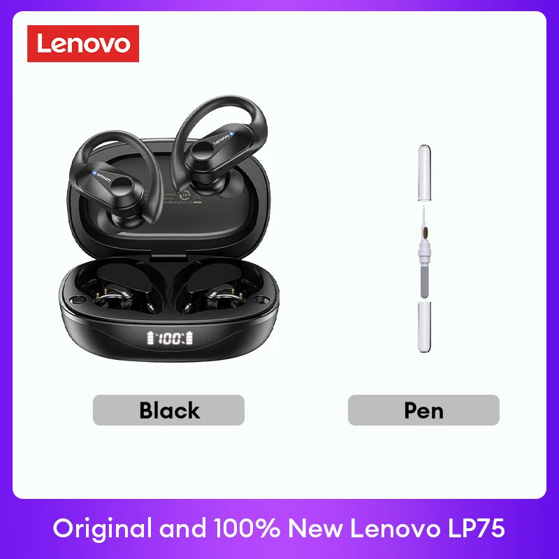 Auriculares originales Lenovo LP75 TWS Bluetooth V5.3, inalámbricos, con pantalla digital LED, reducción de ruido, resistentes al agua, nuevos.