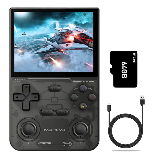 GAMINJA Open Source K36 Retro Handheld Video Game Console 16000 Games Emulator for PS1/PSP/DC/N64/SS 500nit 3.5 Inch IPS Screen