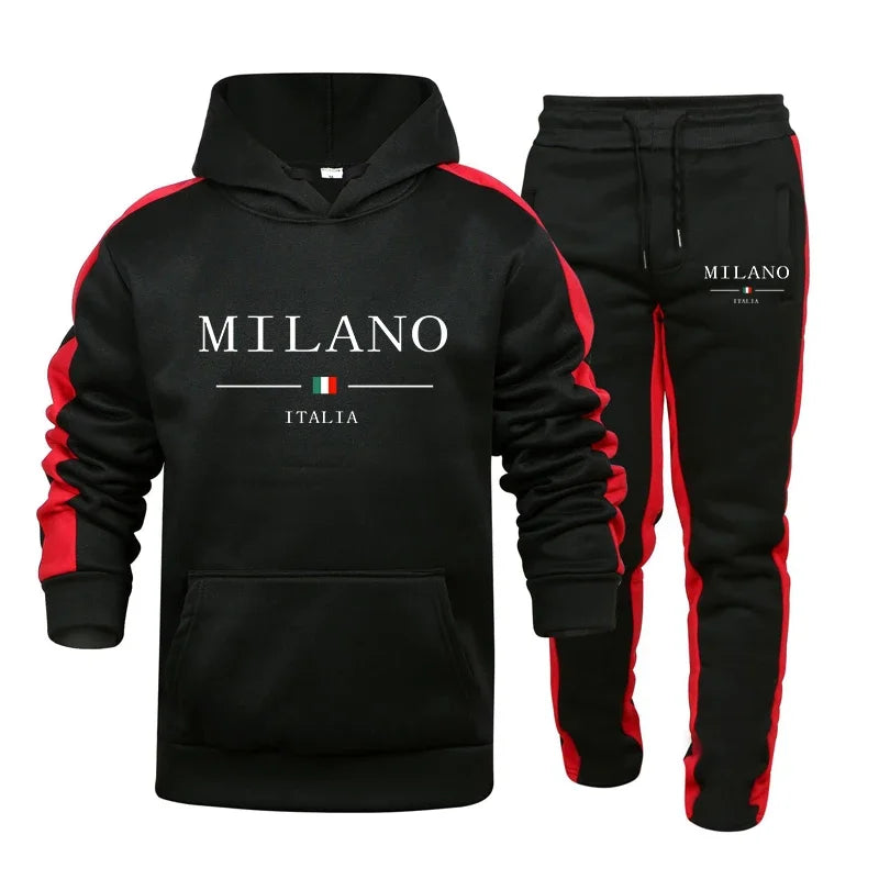 Chándal para hombre con estampado de Milán, sudadera informal con capucha, conjunto de 2 piezas para correr a diario, ropa deportiva para hombre, gran oferta, ropa de calle
