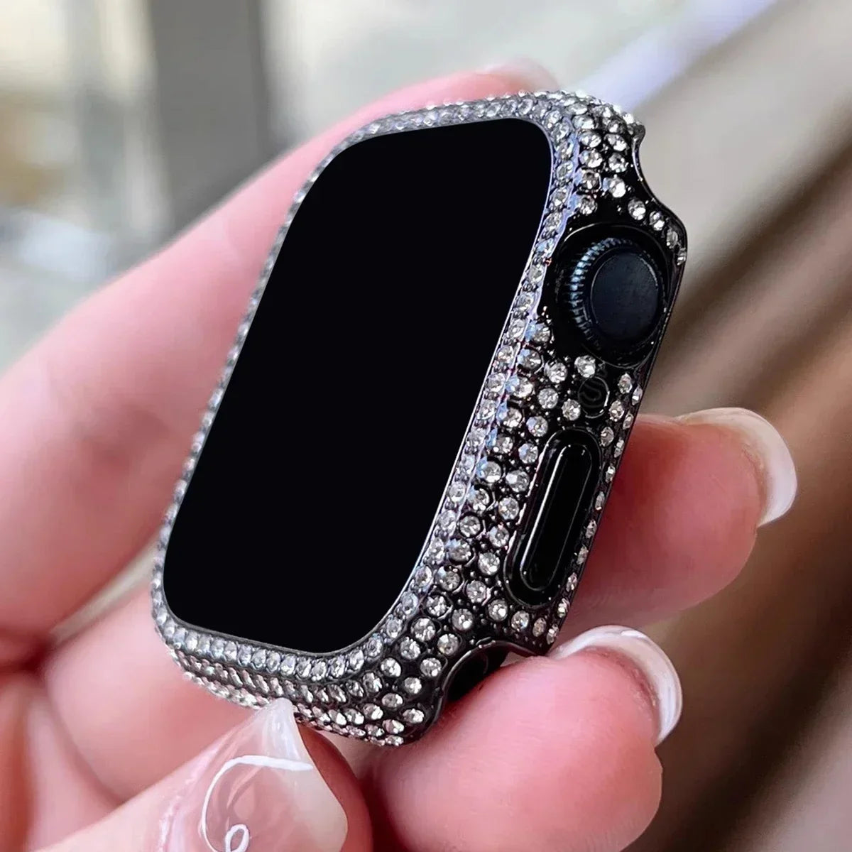 Protector de pantalla de cristal templado con decoración de diamantes de imitación para Apple Watch de 38/40/41/42/44/45/46 mm, serie SE/10/9/8/7/6/5/4/3/2