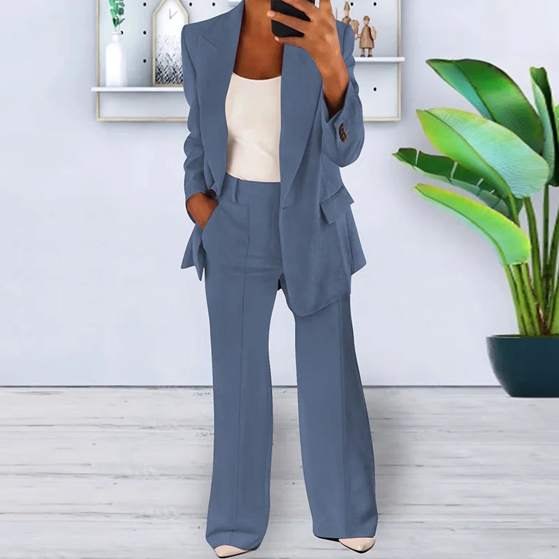 Conjuntos de 2 piezas de pantalón y blazer para mujer, moda de otoño, para oficina, formales, de chándal
