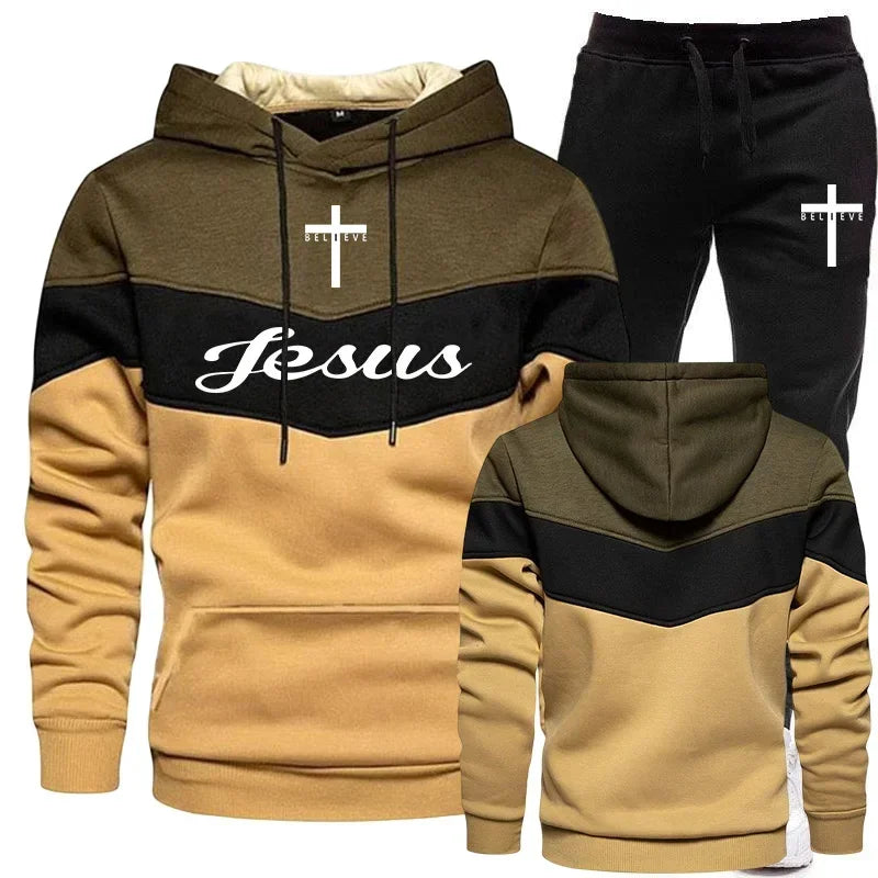 Chándal con capucha y pantalones deportivos con estampado de Jesús para hombre y mujer, de alta calidad, informal, para uso diario, 2024