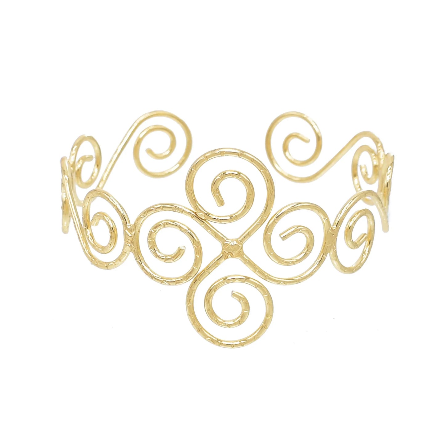Gold Color Simple Line Butterfly Flower Open Bangles For Women Swirl Charm Armlet Greek Goddess Upper Arm Cuff Bracelet Jewelry