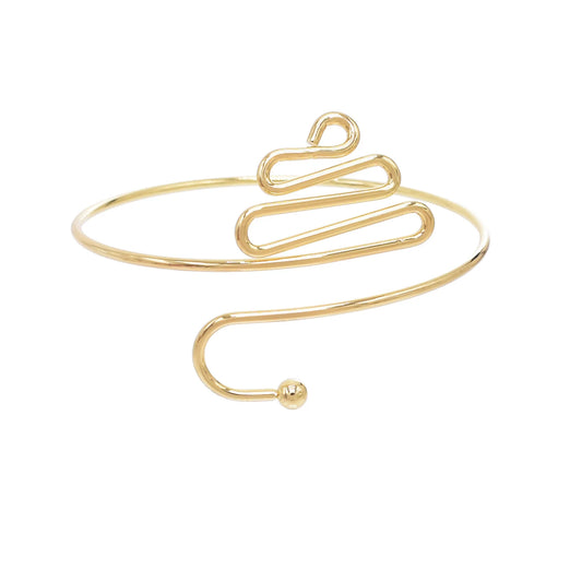 Gold Color Simple Line Butterfly Flower Open Bangles For Women Swirl Charm Armlet Greek Goddess Upper Arm Cuff Bracelet Jewelry
