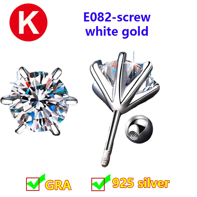Premium 0.5ct-2ct Moissanite Earring For Women Classic Original 925 Sterling Silver Jewelry Moissanite Diamond Stud Earring