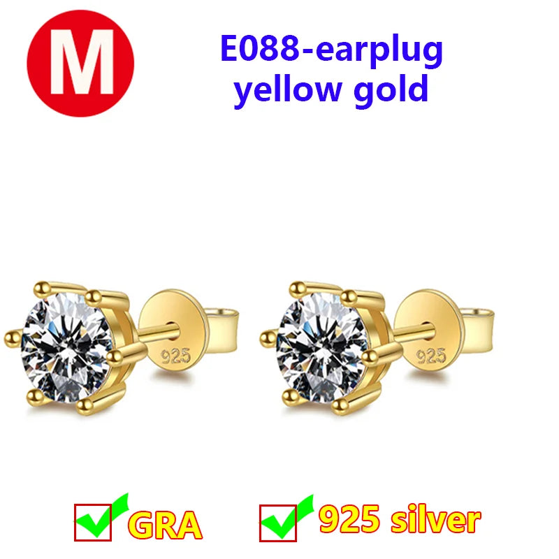 Premium 0.5ct-2ct Moissanite Earring For Women Classic Original 925 Sterling Silver Jewelry Moissanite Diamond Stud Earring