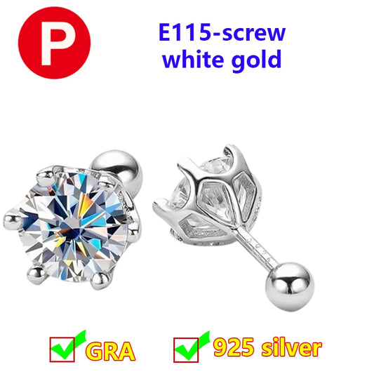Premium 0.5ct-2ct Moissanite Earring For Women Classic Original 925 Sterling Silver Jewelry Moissanite Diamond Stud Earring
