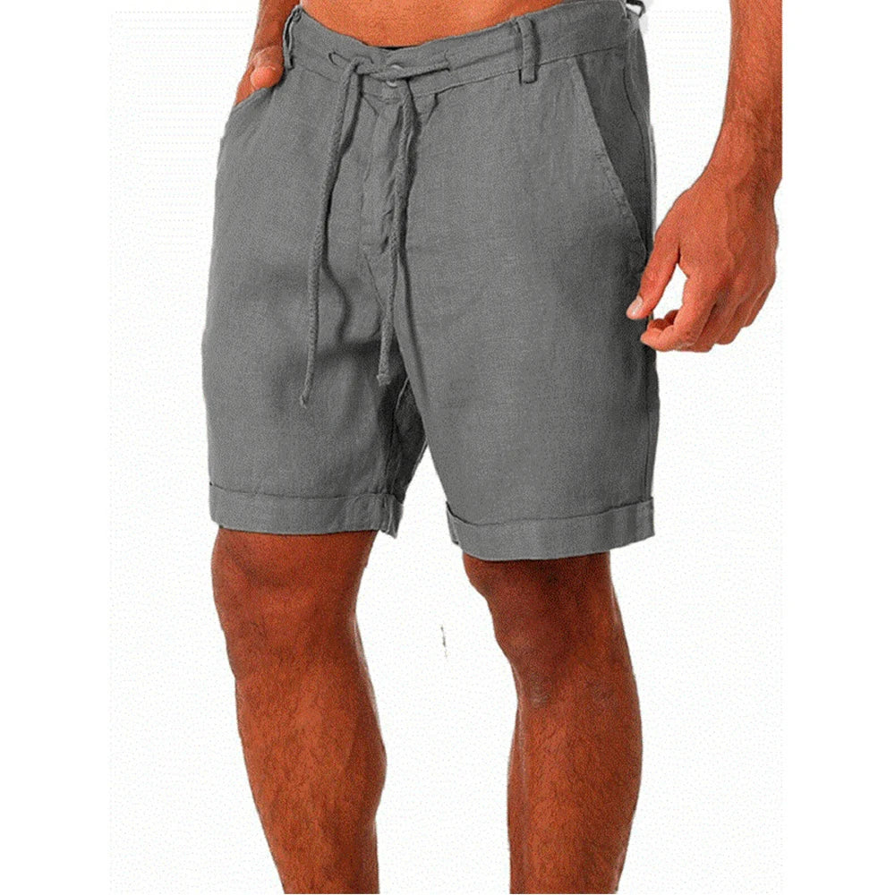 KB 2022 - Pantalones cortos de lino y algodón para hombre, transpirables, de verano, de color sólido, para fitness, tallas S-4XL
