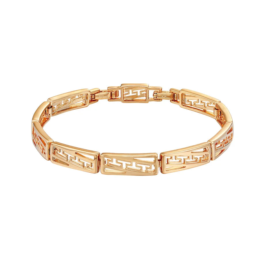 MxGxFam ( 19 cm ) Geometric Square Gold Plated 18 K Cool Bracelet For Men Fashion Jewelry Everyday Wear