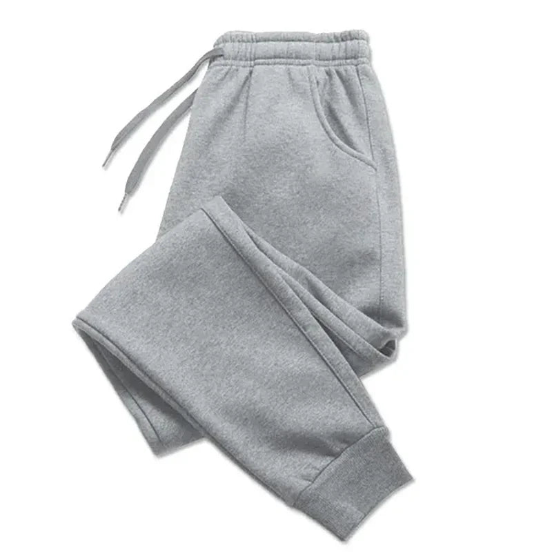 Pantalones deportivos casuales de forro polar para hombre, para otoño e invierno, para correr, gimnasio, color sólido, largos, para entrenamiento