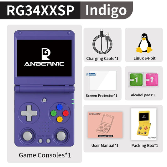 ANBERNIC RG34XXSP Flip Handheld Game Console 3.4'' IPS Screen Linux 64-bit 64G 5000+ Games Support WIFI HDMI TV Output Streaming