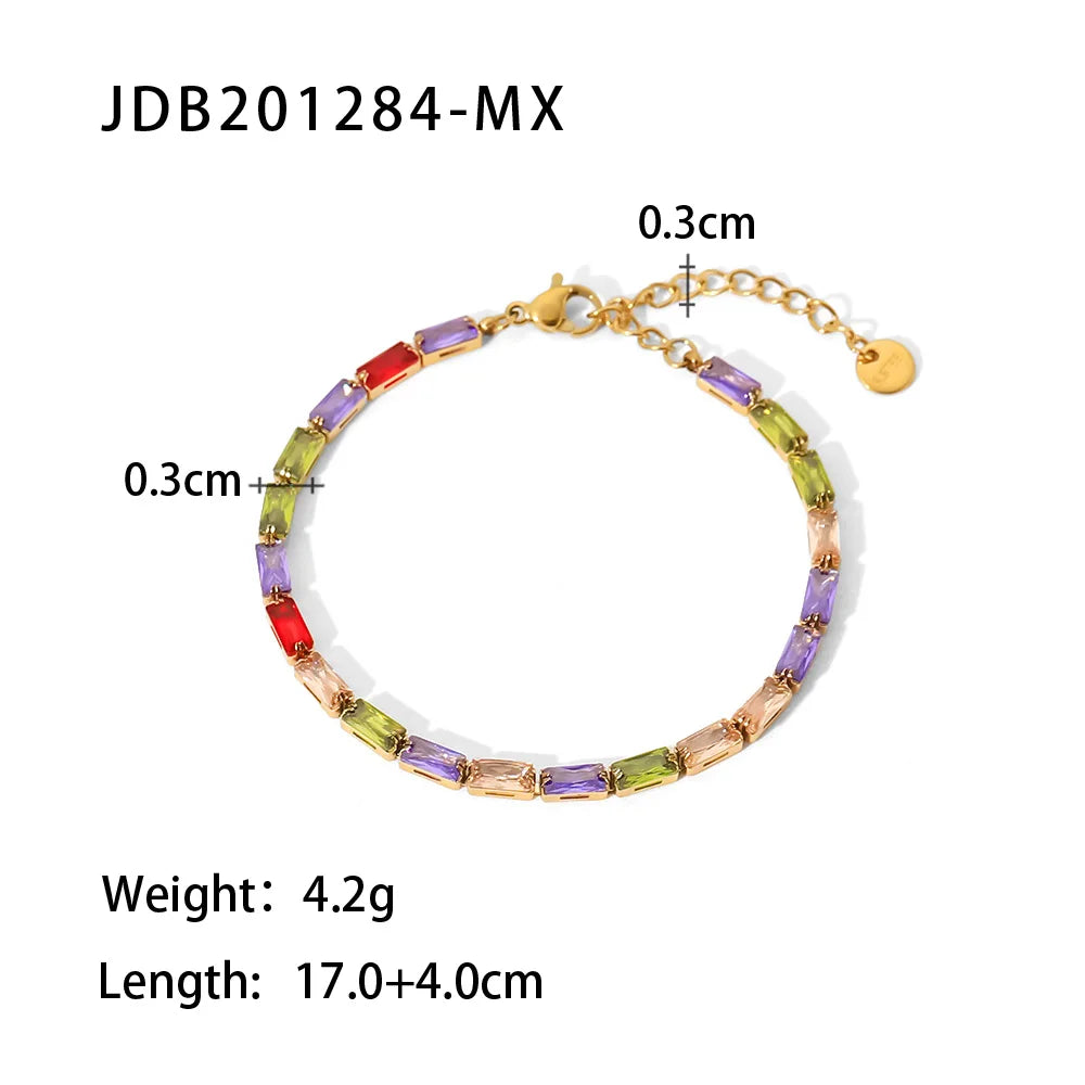 Uworld Maximalist Dipped With Cubic Zirconia Gemstones Stainless Steel Bracelet for Women Jewelry Gift bracelet Waterproof Jewel