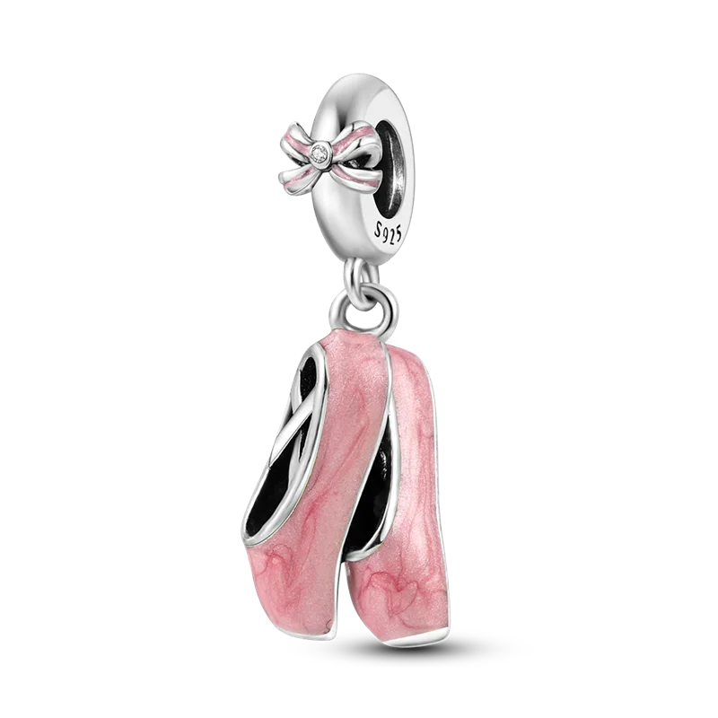 2025 Hot Sale Charms Bead 925 Sterling Silver Pink Butterfly Luminous Firefly Dangle Fit Bangle Bracelet Necklace DIY Jewelry