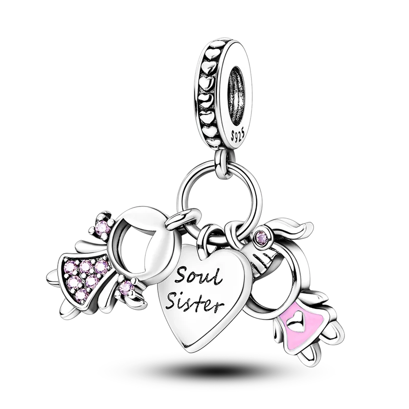 2025 Hot Sale Charms Bead 925 Sterling Silver Pink Butterfly Luminous Firefly Dangle Fit Bangle Bracelet Necklace DIY Jewelry