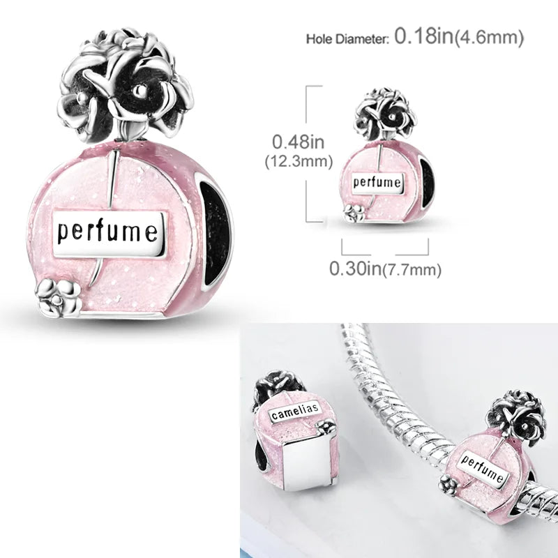 2025 Hot Sale Charms Bead 925 Sterling Silver Pink Butterfly Luminous Firefly Dangle Fit Bangle Bracelet Necklace DIY Jewelry