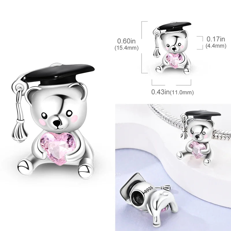 2025 Hot Sale Charms Bead 925 Sterling Silver Pink Butterfly Luminous Firefly Dangle Fit Bangle Bracelet Necklace DIY Jewelry