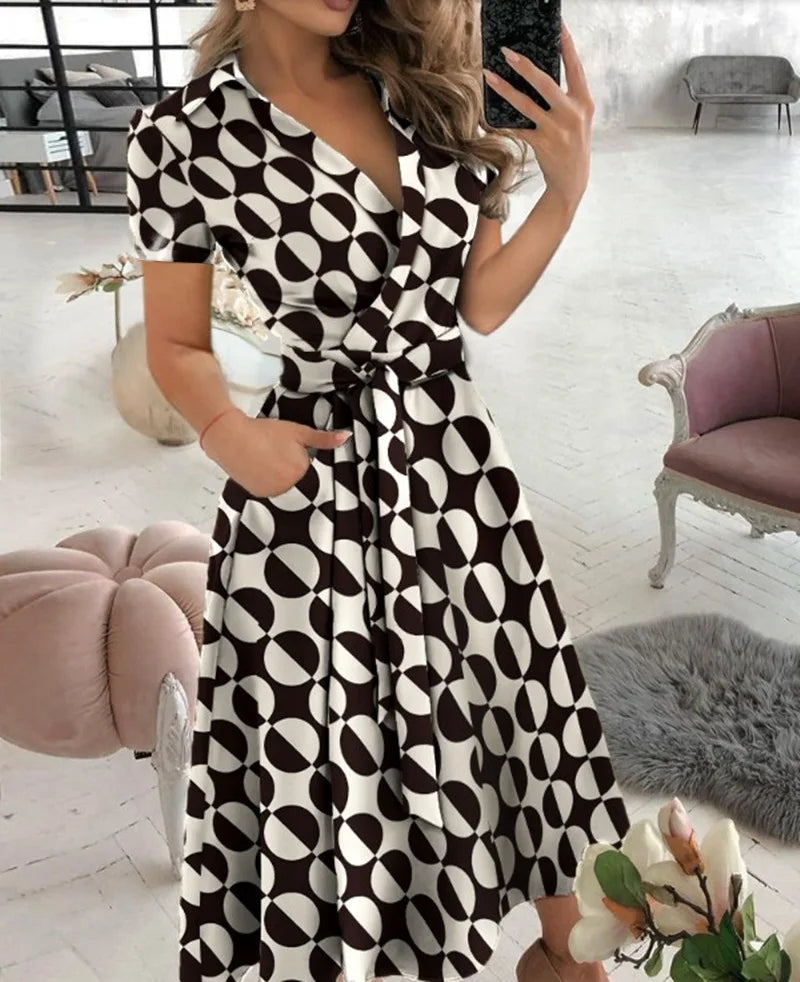 Vestido de verano 2023 con estampado de rayas arcoíris para mujer, vestido largo informal vintage de manga corta con botones y elegantes vestidos maxi para mujer