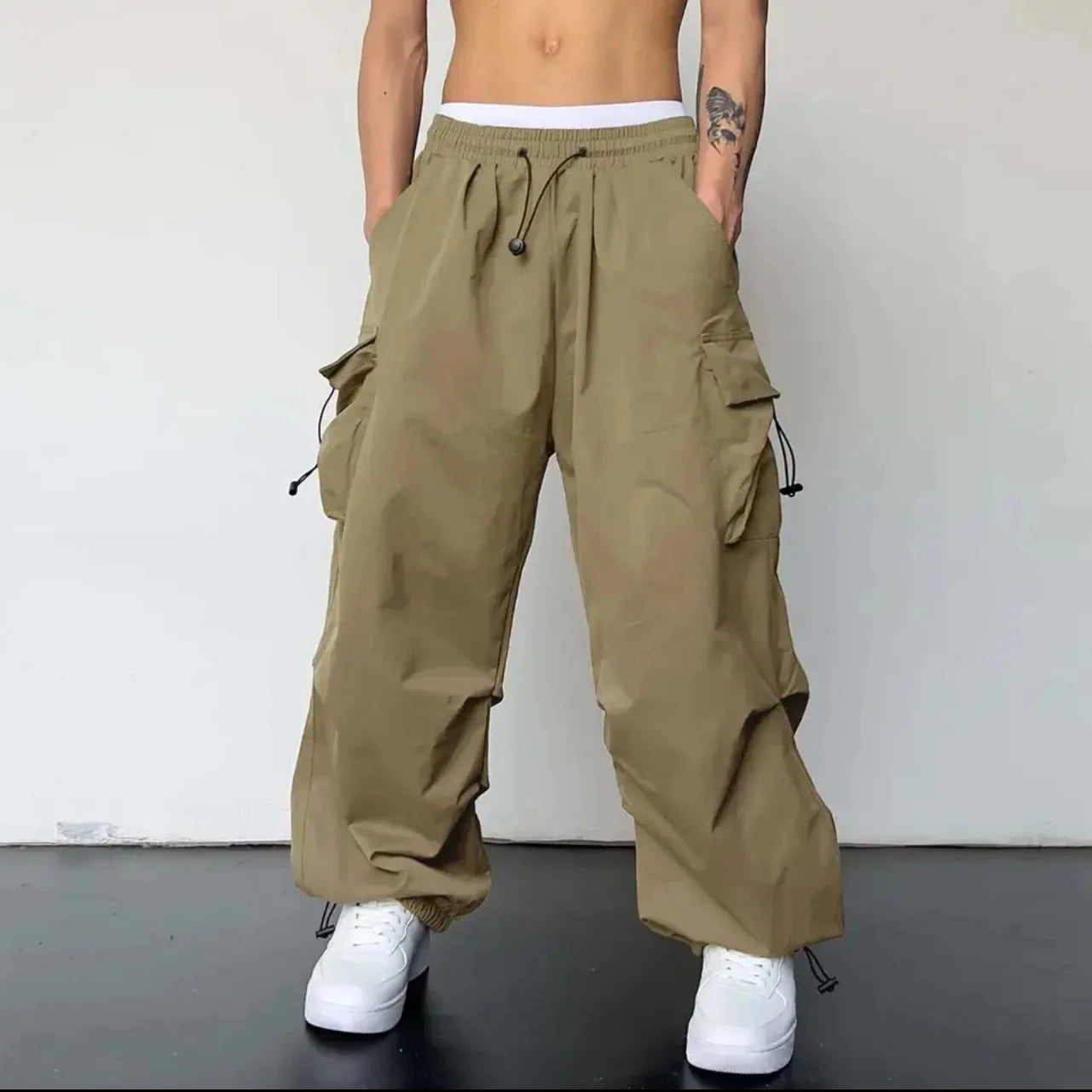 Pantalones cargo holgados de pierna recta y pierna ancha, estilo vintage, estilo casual, con bolsillos grandes, para mujer, de moda, 2024