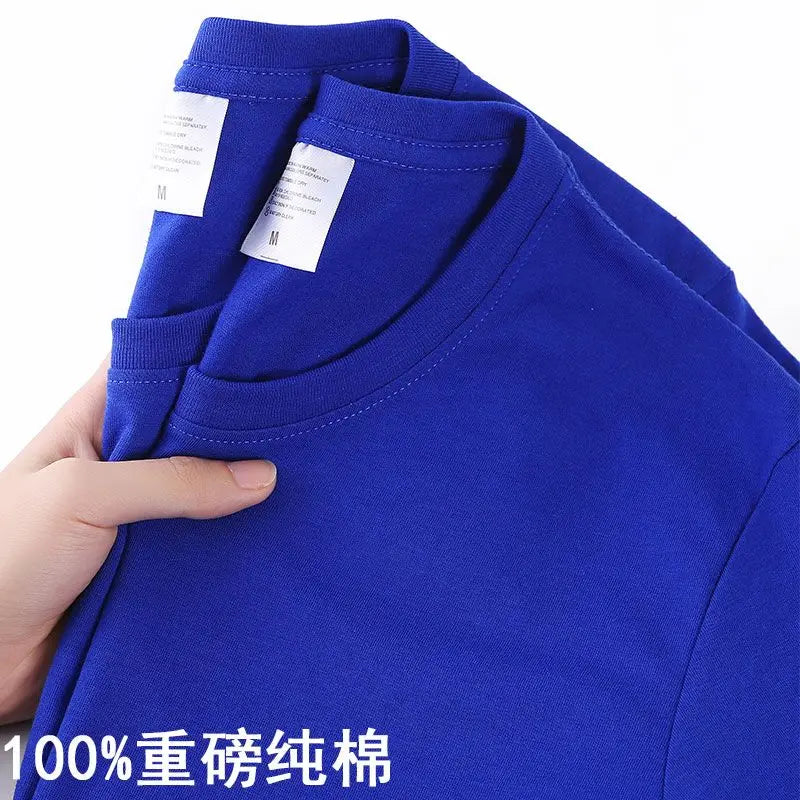 Camiseta 100% algodón para hombre y mujer, color liso, cuello redondo, manga corta, camiseta coreana holgada de media manga, unisex, tallas M-4XL