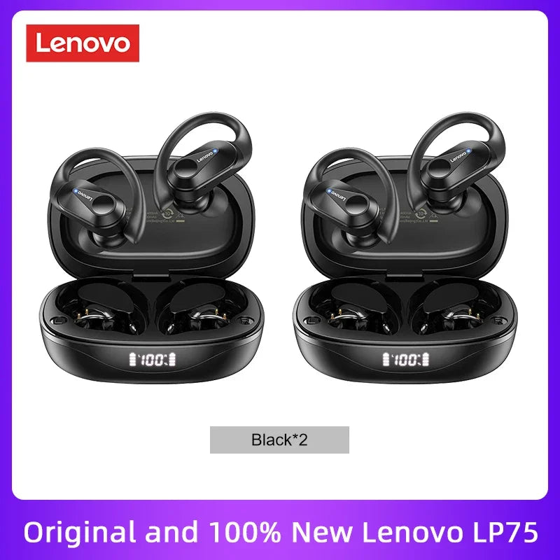 Auriculares originales Lenovo LP75 TWS Bluetooth V5.3, inalámbricos, con pantalla digital LED, reducción de ruido, resistentes al agua, nuevos.
