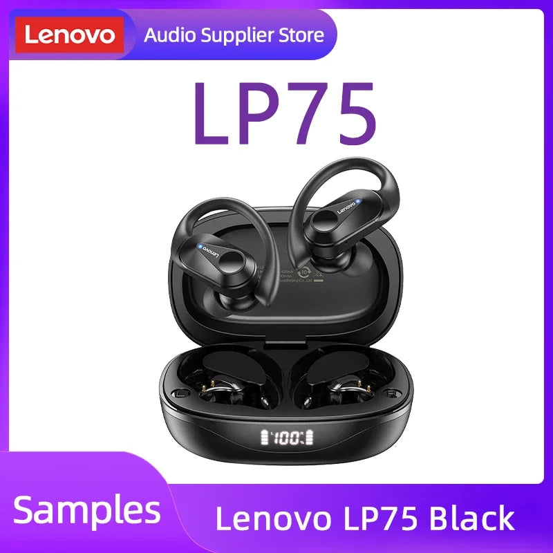 Auriculares originales Lenovo LP75 TWS Bluetooth V5.3, inalámbricos, con pantalla digital LED, reducción de ruido, resistentes al agua, nuevos.