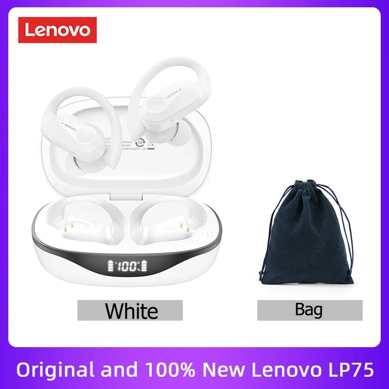 Auriculares originales Lenovo LP75 TWS Bluetooth V5.3, inalámbricos, con pantalla digital LED, reducción de ruido, resistentes al agua, nuevos.