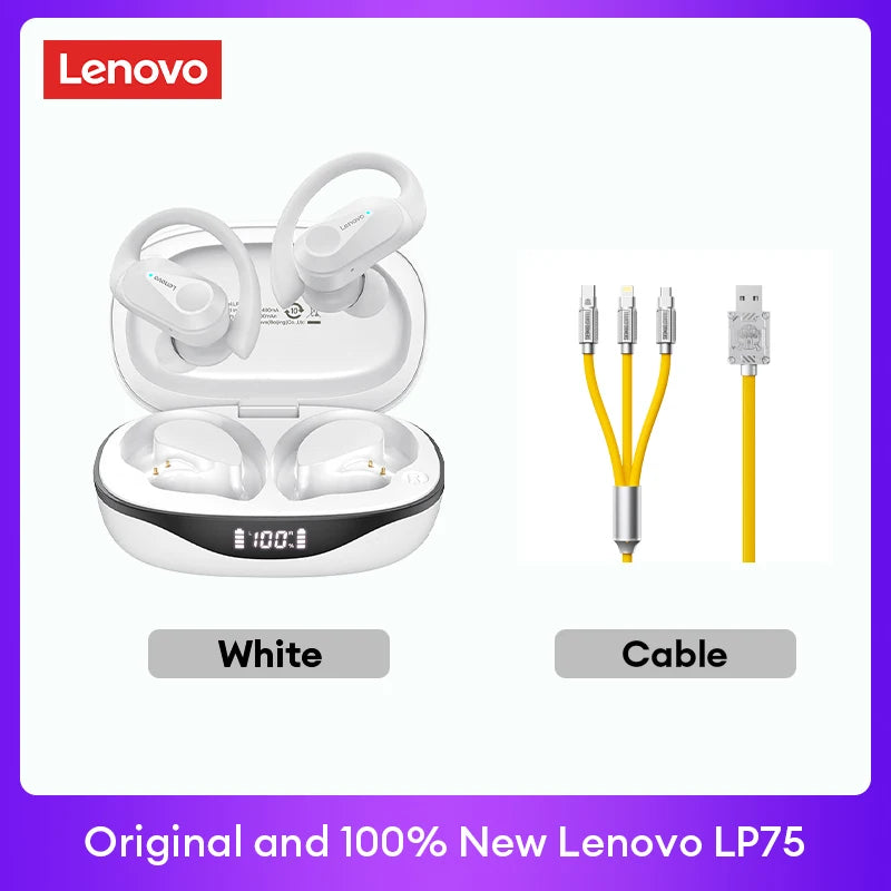 Auriculares originales Lenovo LP75 TWS Bluetooth V5.3, inalámbricos, con pantalla digital LED, reducción de ruido, resistentes al agua, nuevos.
